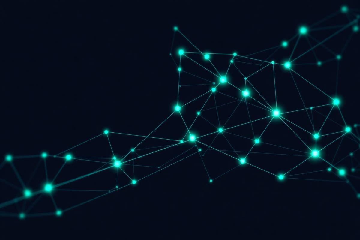 Abstract network of connected nodes representing systems integration
