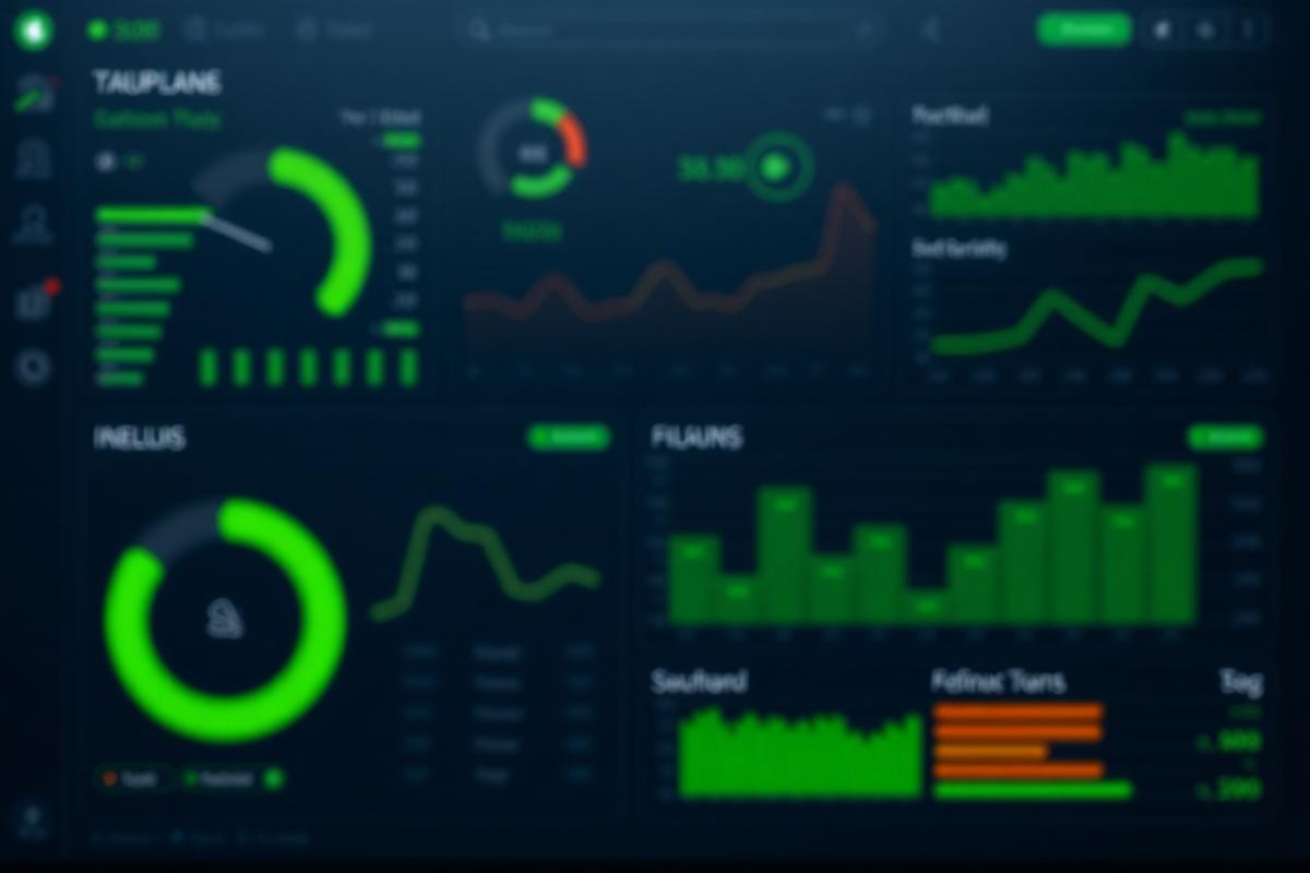 Dashboard showing software quality metrics and status indicators